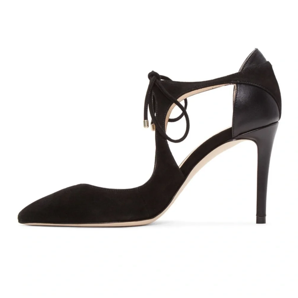 Jimmy Choo Black vanessa mixed media tie-front pum - Picture 2 of 8